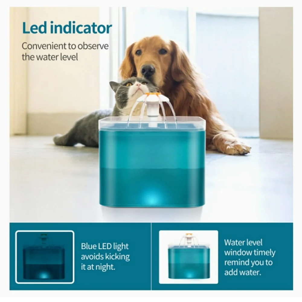 Pet Water Fountain with LED Light